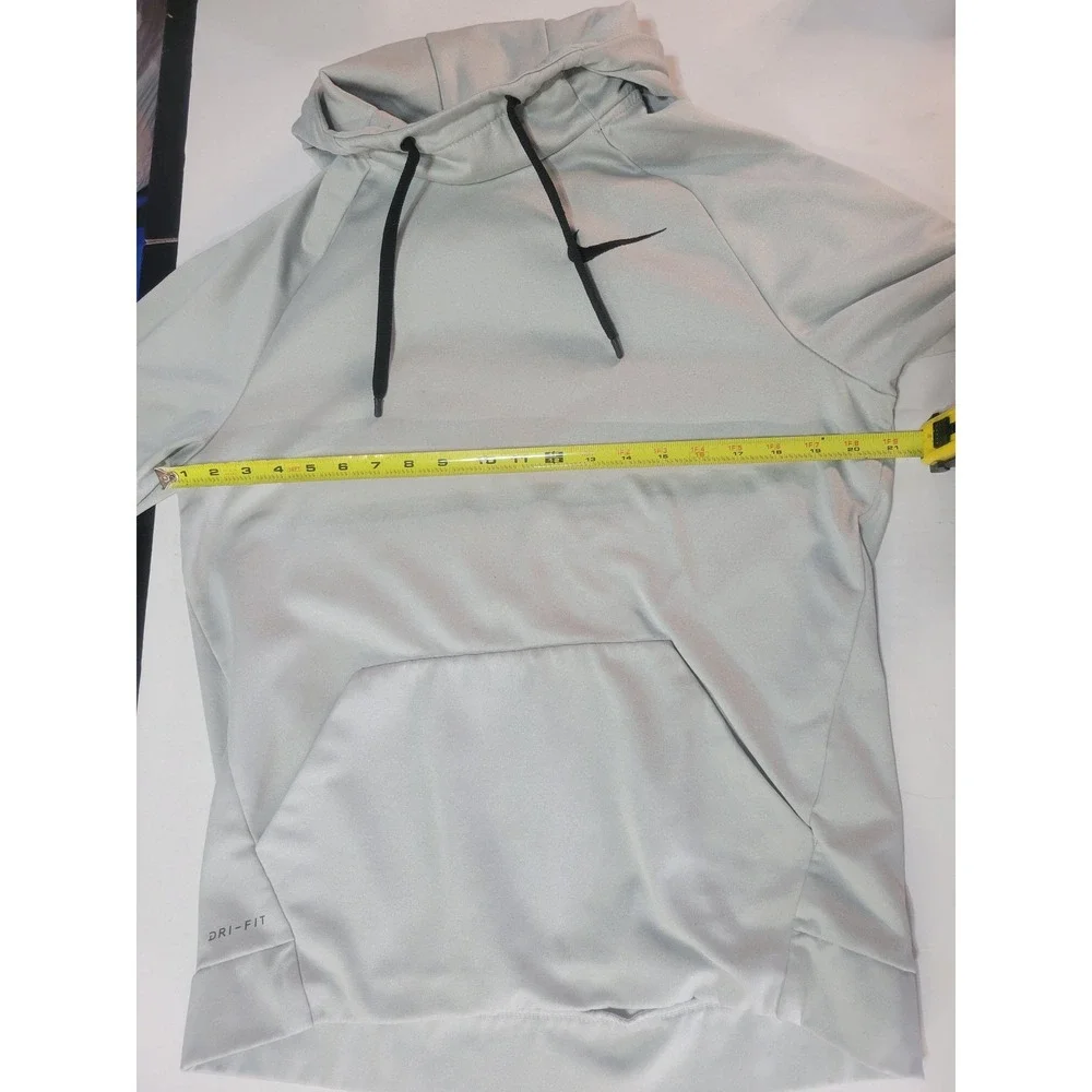 Nike Mens Dri-FIT Pullover Hoodie Grey Black Swoosh Training‎ Sweatshirt Medium